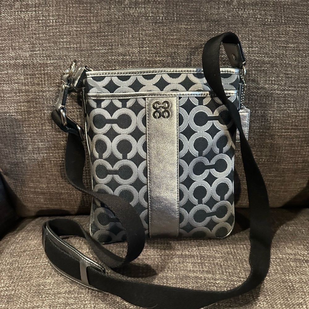 Coach Gray and Black Crossbody Bag